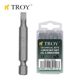 TROY 22225 Bits Uç Seti (Düz 4,0x50mm, 12 adet) - 1