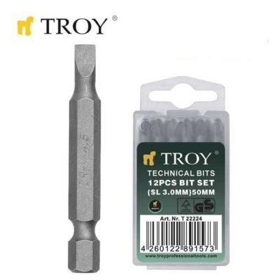 TROY 22226 Bits Uç Seti (Düz 4,5x50mm, 12 adet) - 1