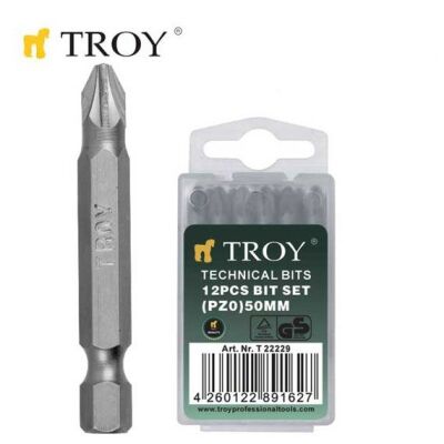 TROY 22231 Bits Uç Seti (PZ2x50mm, 12 adet) - 1
