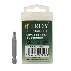 TROY 22237 Torx Bits Uç Seti (T30x50mm, 12Adet) - 1