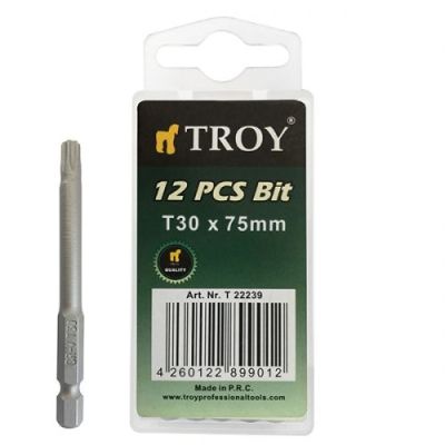 TROY 22239 Torx Bits Uç Seti (T30x75mm, 10Adet) - 1