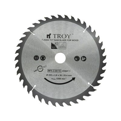 TROY 25204 Ahşap Dairesel Testere Bıçağı Ø255mm x 40T - 1