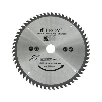 TROY 25206 Ahşap Dairesel Testere Bıçağı Ø255mm x 60T - 1