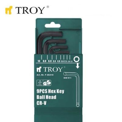 TROY 26210 Allen Anahtar Seti (Bilya Başlı) - 1