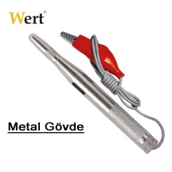 WERT 2605 Oto Elektrik Kontrol Kalemi, Metal Gövdeli, 6-24V - 2