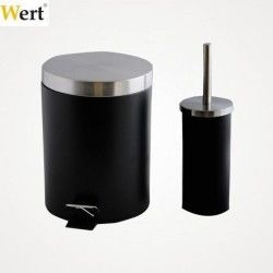 WERT 8217 Banyo Çöp Kovası ve Klozet Fırçası - Siyah