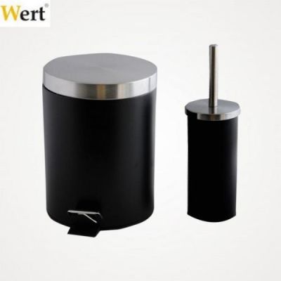 WERT 8217 Banyo Çöp Kovası ve Klozet Fırçası - Siyah