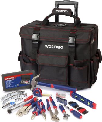 WORKPRO W009029 Tekerlekli Alet Çantası, 176 Parça - 1